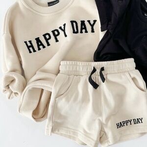 NWT Little Bipsy “Happy Days” Sweat Set in Sand